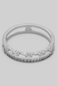 Delicate Split Stack Cz Stone Brass Ring