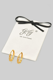 18K Gold Dipped Leafy Cz Pave Hoops