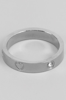 Stone And Heart Pressed Band Ring