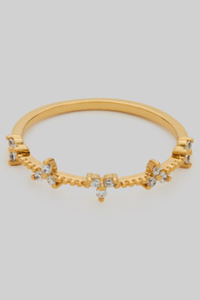 Delicate Textured Ring With Cz Clusters