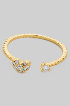 Dainty Diamond Cut Cz Heart Ended Ring