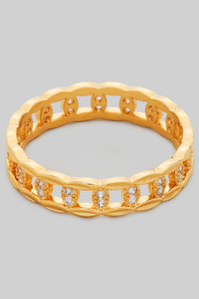 Brass Chain Ring With Dainty Cz Stones