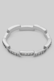 Staggered Brass Block Ring With Cz Pave