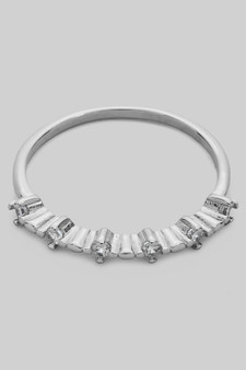 Textured Thin Brass Band With Cz