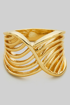 Brass Cutout Criss Cross Ring