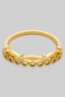 Round Cz Stack Brass Ring