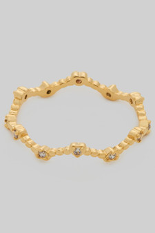 Wavy Brass Ring With Cz