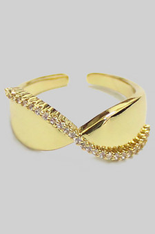 Brass Cz Pave Infinity Open Ring