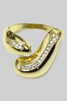 Brass Cz Pave Metallic Wave Ring