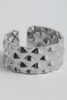Spiked Textured Brass Cuff Ring