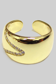 Brass Cz Pave Bold Statement Ring