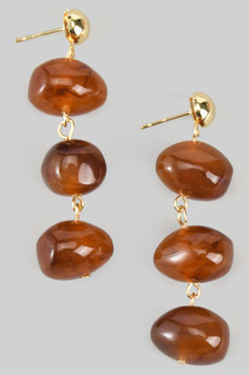 Triple Acrylic Stone Drop Earrings