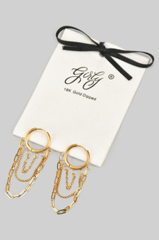 18K Gold Dipped Triple Chain Drop Hoops