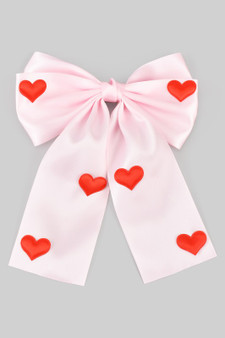 Satin Bow With Puff Heart Hair Clip