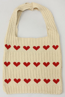 Heart Pattern Knitted Shoulder Bag