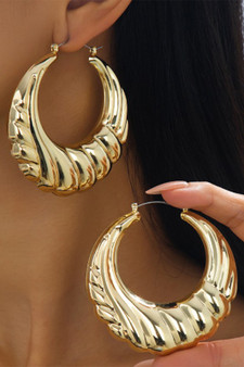 Large Hollow Wavy Puffed Hinge Hoops