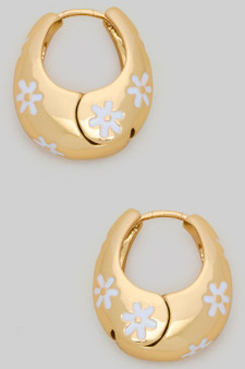 White Flower Split Hinge Hoops