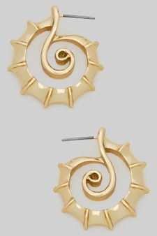 Gold Textured Spiral Design Post Earrings