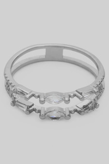 Delicate Split Stack Ring With Geo Cz