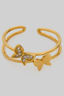 Delicate Split Ring With Cz Pave Butterfly