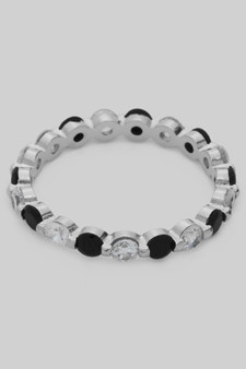 Alternating Onyx And Cz Ring