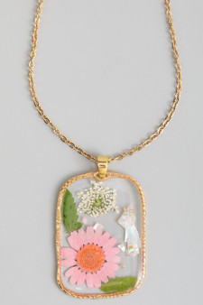 Lightweight Pressed Flower Pendant Necklace