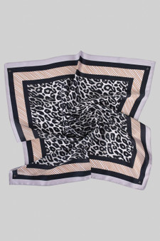 Leopard And Stripe Print Square Scarf