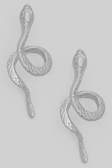 Scaled Brass Snake Drop Earrings