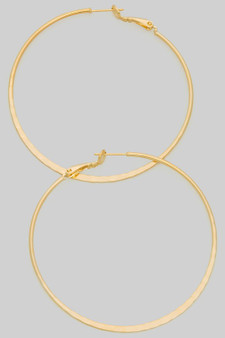 Hammered Flat Brass Everyday Hoops