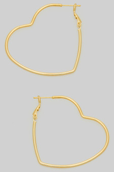 Thin Brass Heart Hoops