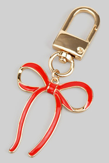 Lacquered Bow Bag Charm Keychain