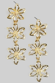 Triple Tiered Cut Out Flower Drop Earrings