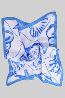Sea Life Motif Silky Square Scarf