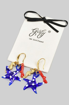 18K Gold Dipped Sea Charm Drop Earrings