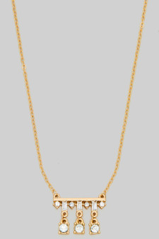 Three Stone Bar Pendant Necklace