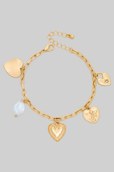 Pearl And Heart Charm Bracelet
