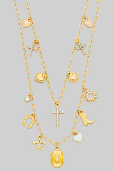 Heart And Cross Charm And Cowboy Charm Necklaces