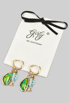 18K Gold Dipped Fish Charm Hoops - #KE27932