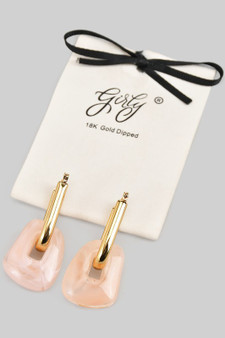 18K Gold Dipped Rectangle Hoops With Acrylic Resin