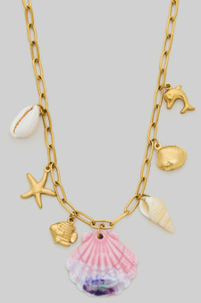 18K Gold Dipped Shell Sea Charm Necklace