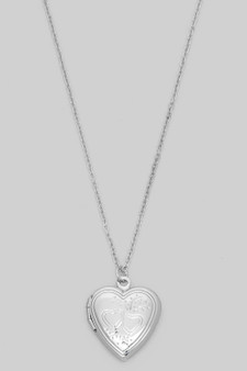 Heart Pressed Heart Locket Pendant Necklace