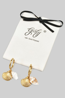 18K Gold Dipped Shell Charm Hoops