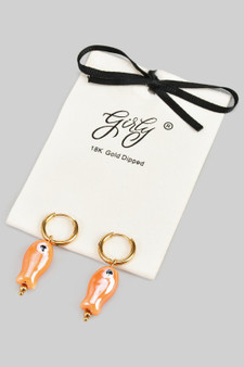 18K Gold Dipped Ceramic Fish Charm Hoops