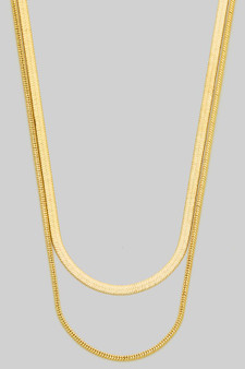 Layered Brass Snake Chain Necklace