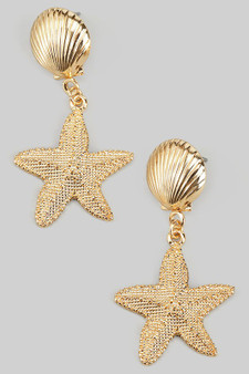 Shell Post Earrings With Textured Starfish