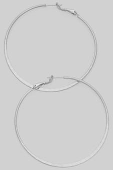 Hammered Flat Brass Everyday Hoops