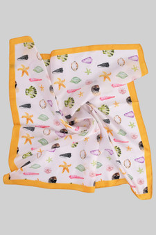 Sea Shell Motif Silky Square Scarf