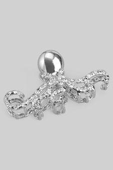 Metal Octopus Hair Clip With Rhinestones