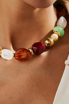 Mixed Multi Colored Resin Acrylic Chunky Necklace