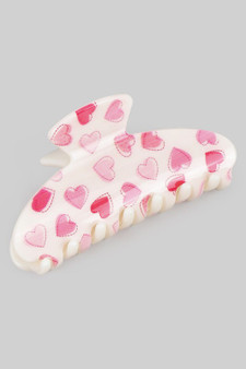 Pink Heart Print Hair Clip